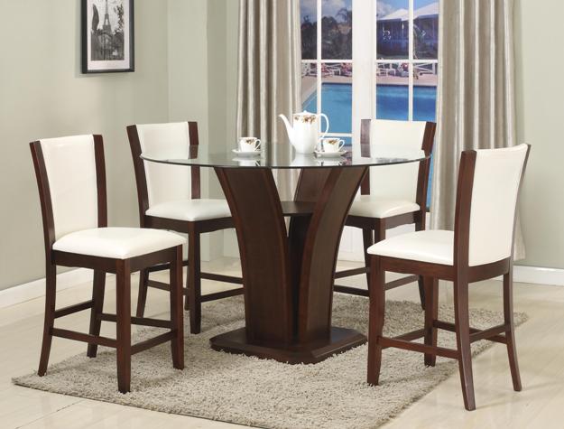 Camelia Counter Height Dining Set w/ White Chairs