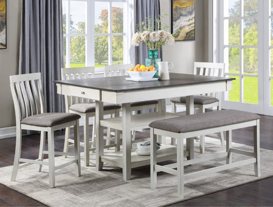 Nina Counter Height Dining Room Set (Chalk Grey)