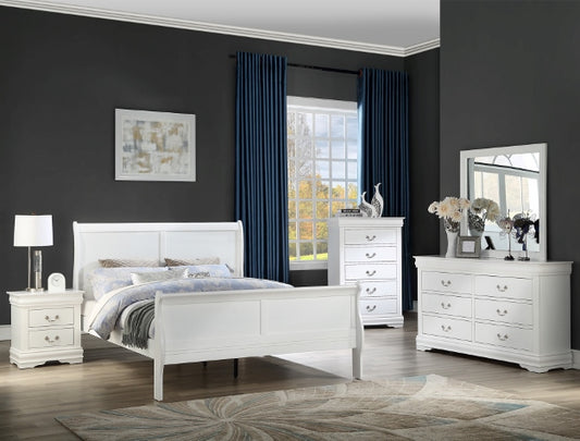 Louis Philip Sleigh Bedroom Set (White)