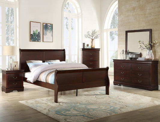 Louis Philip Sleigh Bedroom Set (Cherry)