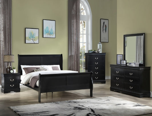 Louis Philip Sleigh Bedroom Set (Black)