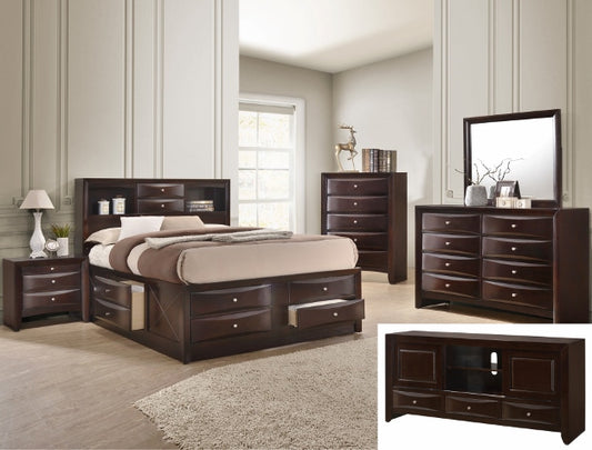 Emily Bookcase Bedroom Set (Dark Cherry)