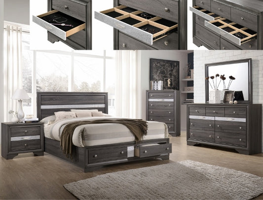 Regata Storage Bedroom Set (Grey)