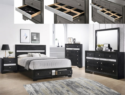 Regata Storage Bedroom Set (Black)